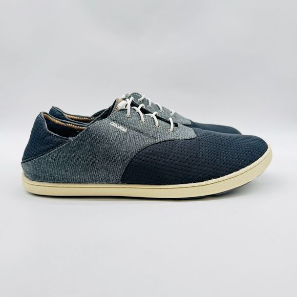Olukai Shoes Mens 10.5 Gray Sneakers Nohea Mesh Slip On Causal Comfort Lace Up - Picture 1 of 13